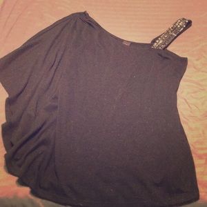Juniors Black Shoulder Strap Top